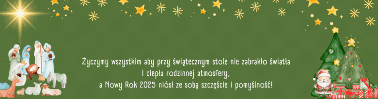 Zielona kartka z Mikołajem i życzeniami na 2025 rok